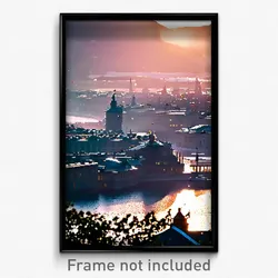 Pixel Art Poster - Sparkling Swedish City (8 Bit Psychedelic Video Game Print)