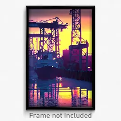 Pixel Art Poster - Acidic Port (8 Bit Psychedelic Trippy Weird Video Game Print)