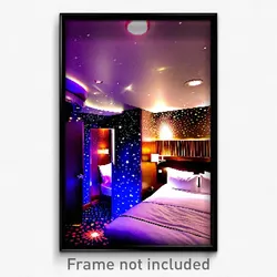 Pixel Art Poster - Starry Hotel Room (8 Bit Psychedelic Trippy Video Game Print)