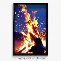 Pixel Art Poster - Dizzying Bonfire (8 Bit Psychedelic Trippy Video Game Print)