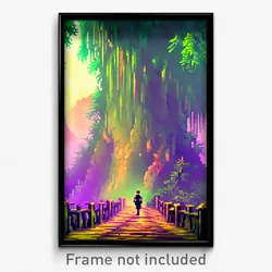 Pixel Art Poster - Slimy Glen (8 Bit Psychedelic Trippy Weird Video Game Print)