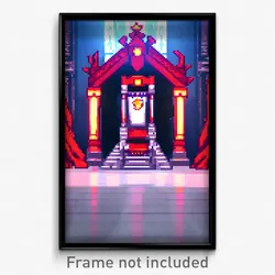 Pixel Art Poster - Hidden Throne Room (8 Bit Psychedelic Video Game Print)
