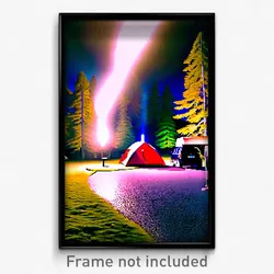 Pixel Art Poster - Gregarious Campsite (8 Bit Psychedelic Video Game Print)