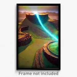 Pixel Art Poster - Interesting Earthworks (8 Bit Psychedelic Video Game Print)