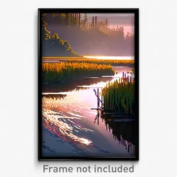 Pixel Art Poster - Awesome Marsh (8 Bit Psychedelic Trippy Video Game Print)