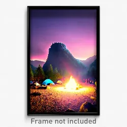 Pixel Art Poster - Cavernous Campsite (8 Bit Psychedelic Video Game Print)