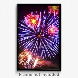 Pixel Art Poster - Warped Fireworks (8 Bit Psychedelic Trippy Video Game Print)