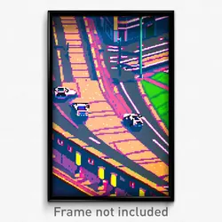 Pixel Art Poster - Advanced Intersection (8 Bit Psychedelic Video Game Print)