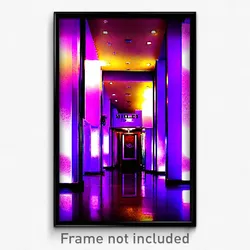Pixel Art Poster - Violet Hotel Lobby (8 Bit Psychedelic Video Game Print)