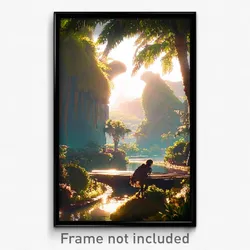 Pixel Art Poster - Buzzing Oasis (8 Bit Psychedelic Trippy Video Game Print)