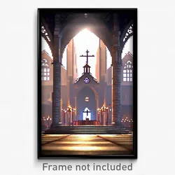 Pixel Art Poster - Normal Cathedral (8 Bit Psychedelic Trippy Video Game Print)