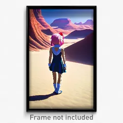 Pixel Art Poster - Anime Like Desert (8 Bit Psychedelic Trippy Video Game Print)