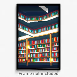 Pixel Art Poster - Superficial Library (8 Bit Psychedelic Video Game Print)