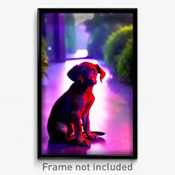 Pixel Art Poster - Dense Puppy (8 Bit Psychedelic Trippy Weird Video Game Print)