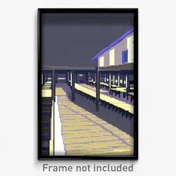 Pixel Art Poster - Simplistic Barracks (8 Bit Psychedelic Video Game Print)
