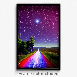 Pixel Art Poster - Starry Road (8 Bit Psychedelic Trippy Weird Video Game Print)