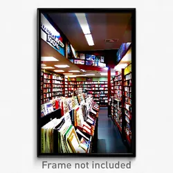 Pixel Art Poster - Treasured Book Store (8 Bit Psychedelic Video Game Print)