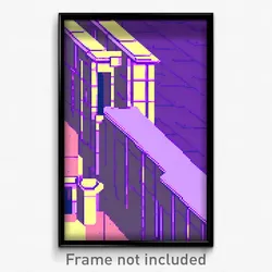 Pixel Art Poster - Violet Ramparts (8 Bit Psychedelic Trippy Video Game Print)
