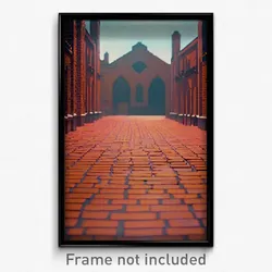 Pixel Art Poster - Orange Brickyard (8 Bit Psychedelic Trippy Video Game Print)