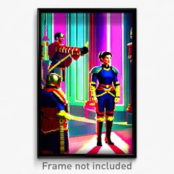 Pixel Art Poster - Vibrant Armoury (8 Bit Psychedelic Trippy Video Game Print)