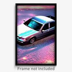 Pixel Art Poster - Frozen Car (8 Bit Psychedelic Trippy Weird Video Game Print)