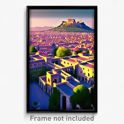 Pixel Art Poster - Far Acropolis (8 Bit Psychedelic Trippy Video Game Print)