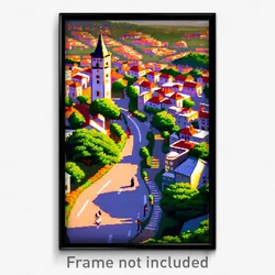 Pixel Art Poster - Impeccable Town (8 Bit Psychedelic Trippy Video Game Print)