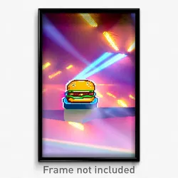 Pixel Art Poster - Fantastic Hamburger (8 Bit Psychedelic Video Game Print)