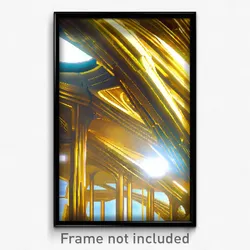 Pixel Art Poster - Golden Futuristic Architecture (8 Bit Video Game Print)