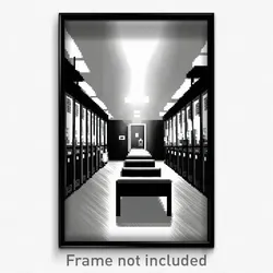 Pixel Art Poster - Black And White Locker Room (8 Bit Video Game Print)