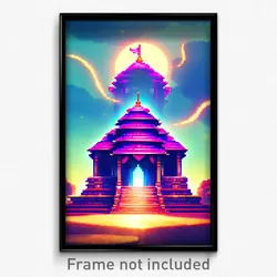 Pixel Art Poster - Rosy Temple (8 Bit Psychedelic Trippy Weird Video Game Print)