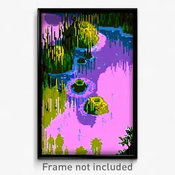 Pixel Art Poster - Fluid Swamp (8 Bit Psychedelic Trippy Weird Video Game Print)