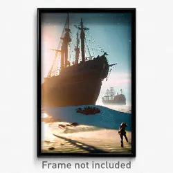 Pixel Art Poster - Noteworthy Shipwreck (8 Bit Psychedelic Video Game Print)