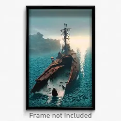 Pixel Art Poster - Liquid Sea Wreck (8 Bit Psychedelic Trippy Video Game Print)