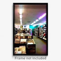 Pixel Art Poster - Fluffy Record Store (8 Bit Psychedelic Video Game Print)
