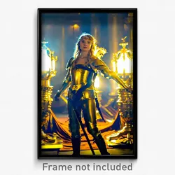 Pixel Art Poster - Golden Armoury (8 Bit Psychedelic Trippy Video Game Print)