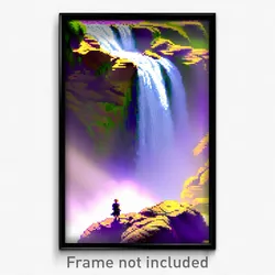 Pixel Art Poster - Detailed Falls (8 Bit Psychedelic Trippy Video Game Print)