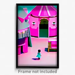 Pixel Art Poster - Pink Encampment (8 Bit Psychedelic Trippy Video Game Print)