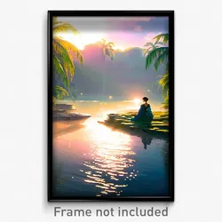 Pixel Art Poster - Graceful Oasis (8 Bit Psychedelic Trippy Video Game Print)