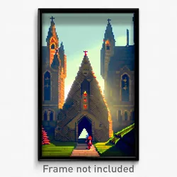 Pixel Art Poster - Triangular Abbey (8 Bit Psychedelic Trippy Video Game Print)