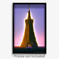 Pixel Art Poster - Wide Tower (8 Bit Psychedelic Trippy Weird Video Game Print)