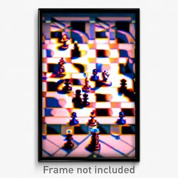 Pixel Art Poster - Deserted Chess Board (8 Bit Psychedelic Video Game Print)