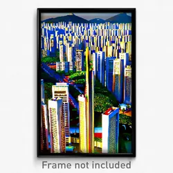 Pixel Art Poster - Tall Brazilian City (8 Bit Psychedelic Video Game Print)