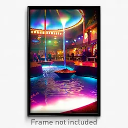 Pixel Art Poster - Superb Watering Hole (8 Bit Psychedelic Video Game Print)