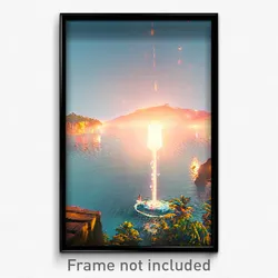 Pixel Art Poster - Watery Bay (8 Bit Psychedelic Trippy Weird Video Game Print)