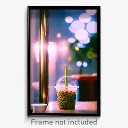 Pixel Art Poster - Peaceful Bubble Tea (8 Bit Psychedelic Video Game Print)