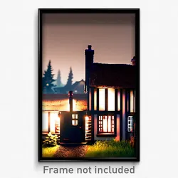 Pixel Art Poster - Realistic Cottage (8 Bit Psychedelic Trippy Video Game Print)
