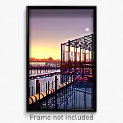 Pixel Art Poster - Complex Wire Frame Marina (8 Bit Video Game Print)