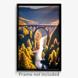 Pixel Art Poster - Gorgeous Viaduct (8 Bit Psychedelic Trippy Video Game Print)