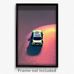 Pixel Art Poster - Bumpy Car (8 Bit Psychedelic Trippy Weird Video Game Print)